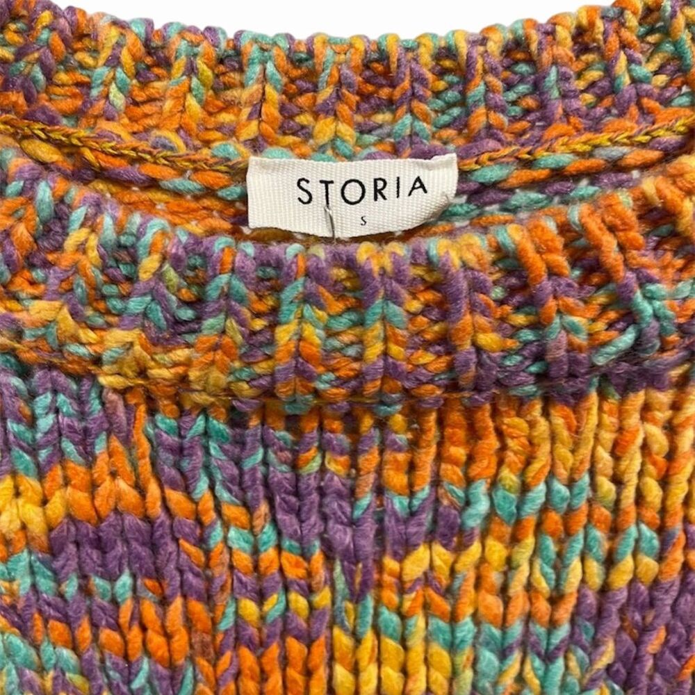 Storia Women's Multicolor Knit Crop Sweater Size S Long Sleeve Pullover - Picture 5 of 5